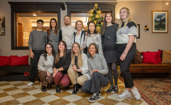 Mont Trekking team celebrating the opening of the new office in Male Trentino Italy