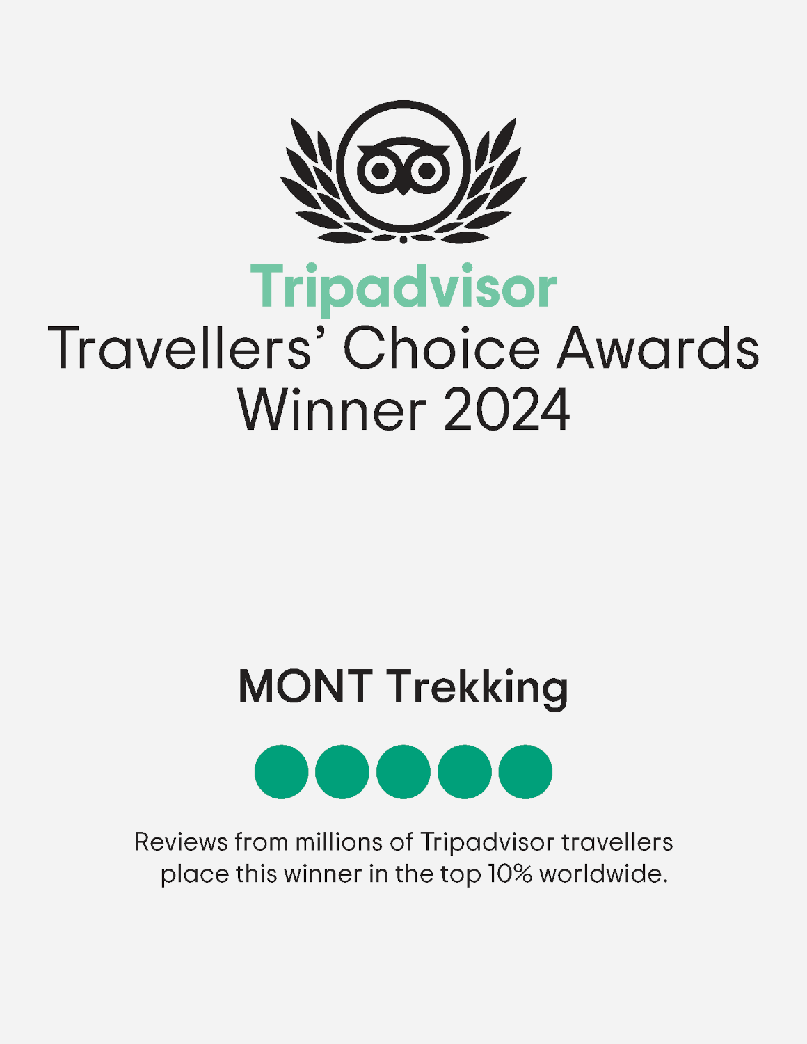 MONT Trekking TripAdvisor Traveler's Choice Award 2024