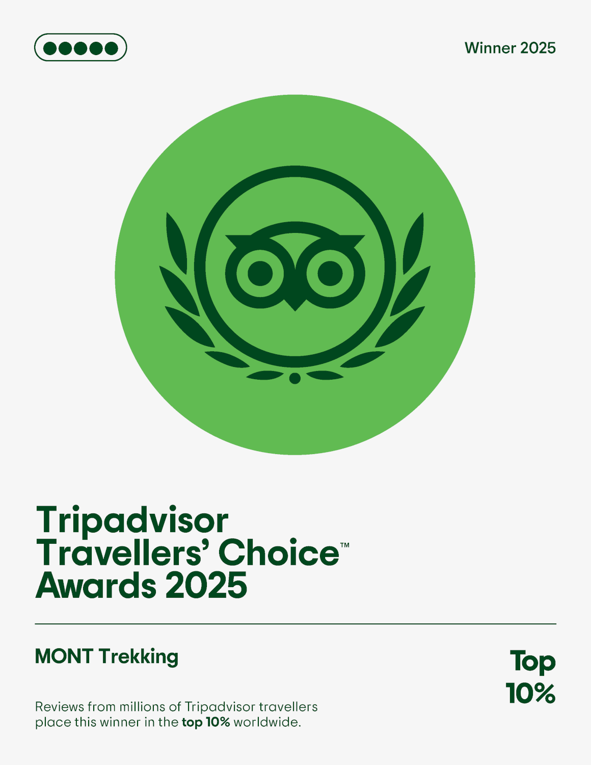 MONT Trekking TripAdvisor Traveler's Choice Award 2025