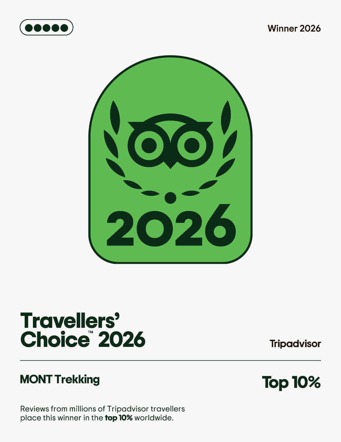 MONT Trekking TripAdvisor Traveler's Choice Award 2026